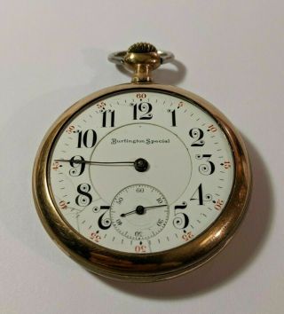 1913 Burlington Special Pocket Watch 16s 19j In 25yr Gold Fill Case