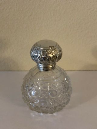 Antique Sterling Silver And Glass Cup Perfume Bottle J H W & Son 1907