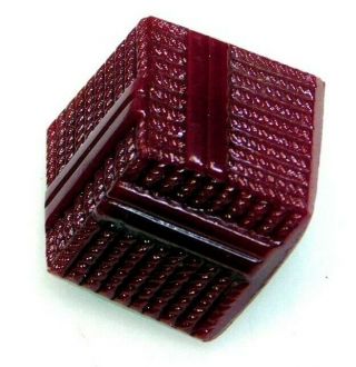 Rare Antique Button Fabulous Cranberry Red Cube In Glass A4
