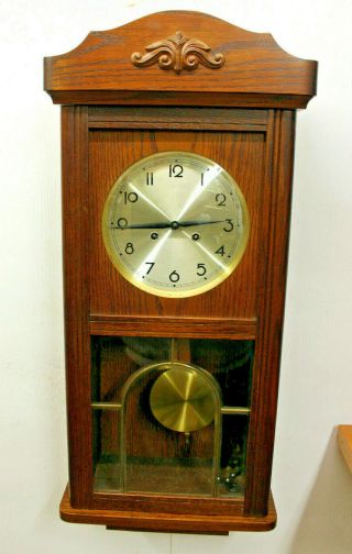 Antique Wall Clock Regulator Chimes Clock Fhs 1920th Franz Hermle & Sohn