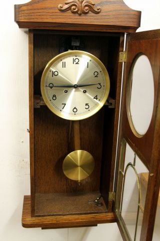 Antique Wall Clock Regulator Chimes Clock FHS 1920th Franz Hermle & Sohn 6