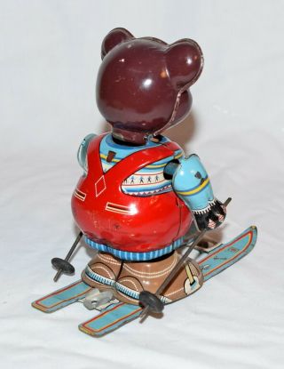 Boxed Japanese Tin Skiing Bear by Yoshi - 4