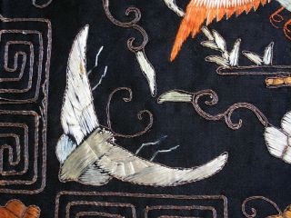 Antique Chinese Hand Embroidered Silk Panel w/ Birds & Dragonflies 10 