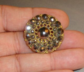 Antique Button With Cut Steels On Brass 1 1/8 "