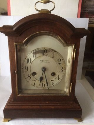 Vintage Junghans Oak Mantle Clock In Order