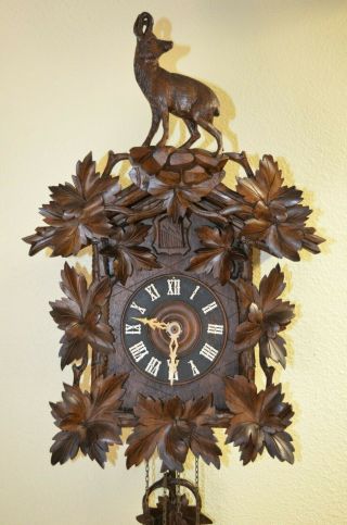 Antique Cuckoo Clock With A Ram On Top Of The Topper Very Rare