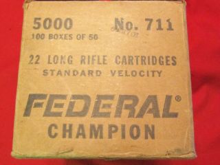 EMPTY Vintage FEDERAL Champion AMMO BOX 5000 Case.  22 Target Ammunition Rimfire 4