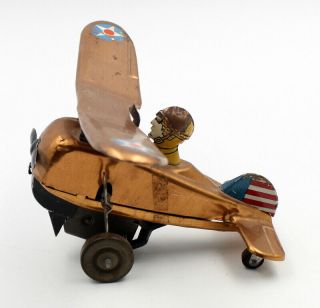 VINTAGE LOUIS MARX LOOPING ROLL OVER US AIRPLANE,  TIN WIND UP TOY,  NR,  5361 4