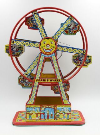 Vintage J Chein Hercules Ferris Wheel,  Tin Wind Up Toy,  5354