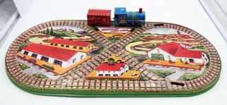 VINTAGE LOUIS MARX SHUTTLIN ' CHOO - CHOO WIND - UP TIN TOY TRAIN SET,  NR,  5369 3