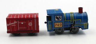 VINTAGE LOUIS MARX SHUTTLIN ' CHOO - CHOO WIND - UP TIN TOY TRAIN SET,  NR,  5369 4