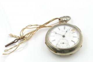 Antique Manhattan Watch Co Swiss 16s Open Face Key Wind Pocket Watch Runs 5861 - 8
