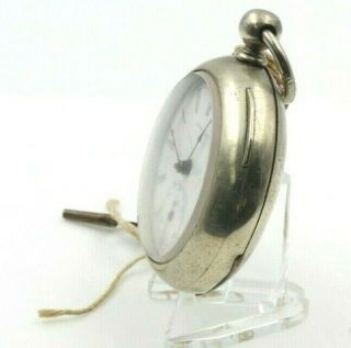 ANTIQUE MANHATTAN WATCH CO SWISS 16S OPEN FACE KEY WIND POCKET WATCH RUNS 5861 - 8 4