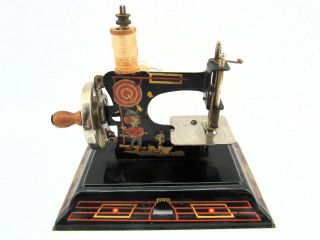 Vintage Whimsical Graphics German Casice Toy Sewing Machine W/great Stitch