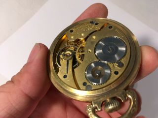 VTG Antique ELGIN 10k GOLD FILLED Traveler POCKET WATCH Star Case Time Second 6