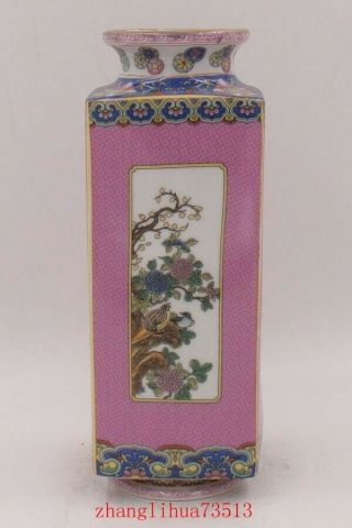 235mm Handmade Painting Cloisonne Porcelain Vase Flower Bird Yongzheng Mark Deco