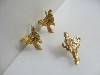 Gold Furniture Feet Ornate Paw Foot Feet Old Brass Antique Style Leaf X3