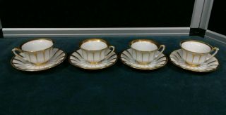 Antique Furstenburg Tea Cup & Saucer Set Of 4 Gold Trim.  Very Rare