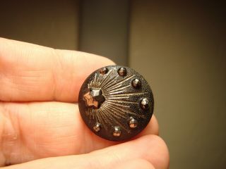 Antique black glass SILVER lustre SHOOTING STAR design button 3