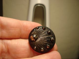 Antique black glass SILVER lustre SHOOTING STAR design button 4