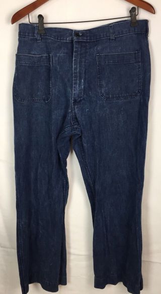 Vtg Us Navy Sailor Trousers Utility Men’s Denim Type 2 Size 38r Measures 34x29