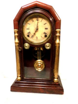 1880 - 1885 Ingraham Doric 8 Day Striking Shelf Clock