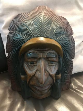 VINTAGE HAND CARVED NATIVE AMERICAN INDIAN WOOD Wall Hanging 5