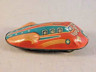 Vintage 1950s Explorer Tin Friction Toy Space Car Rocket Made In Japan