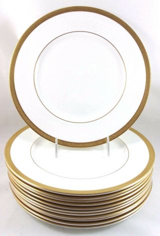 SET (S) 6 BREAD PLATES DOULTON CHINA ROYAL GOLD H4980 RAISED GOLD ENCRUSTED WHITE 2