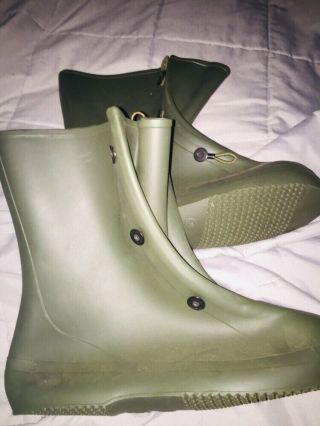 Kca Military Weatherproof Rubber Boots Mens Size 9 Overboots Army Green