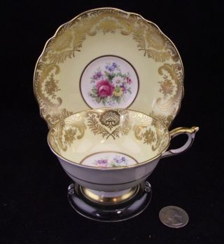 Antique Paragon Cabinet Tea Cup And Saucer W Double Warrant Flowers Gold Etc