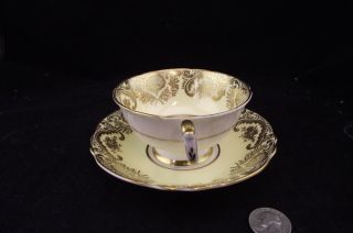 ANTIQUE PARAGON CABINET TEA CUP AND SAUCER W DOUBLE WARRANT FLOWERS GOLD ETC 3
