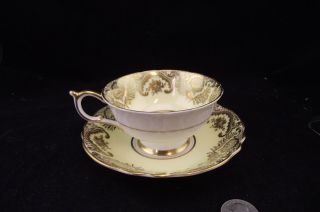 ANTIQUE PARAGON CABINET TEA CUP AND SAUCER W DOUBLE WARRANT FLOWERS GOLD ETC 4