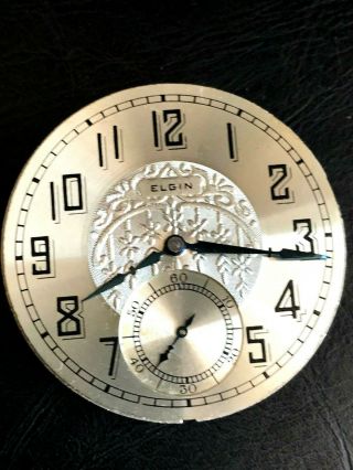 16S ELGIN FANCY POCKET WATCH MOVEMENT DIAL AND HANDS RUNNING STRONG 3