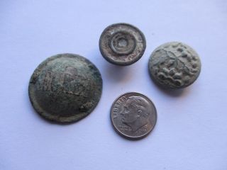 Buttons Spain 17th 18th Century Set Of 3 Spanish Colonial Time Era 748