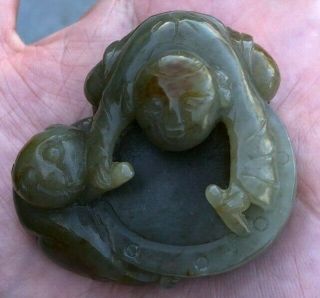 Vintage Chinese Celadon Jade Carving From Old Estate
