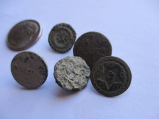 Buttons Spain 17th 18th Century Set Of 5 Spanish Colonial Time Era 738