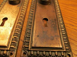 PAIR OLD STAMPED BRASS PLATED DOOR KNOB BACKPLATES.  ESCUTCHEONS. 7