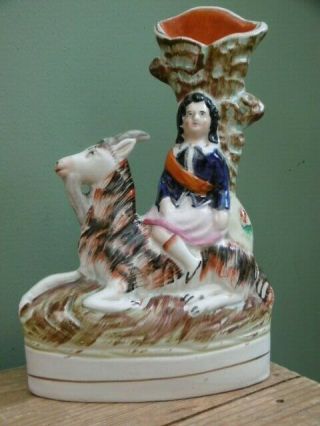 19thc Staffordshire Spill Vase With Figure Riding On A Goat