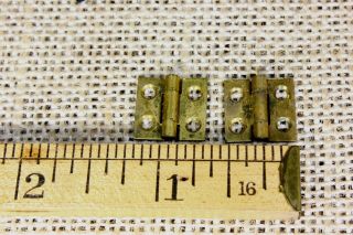 8 Very Tiny Small Brass Hinges Old Door Butt 1/2 X 1/2” Antique Vintage Narrow