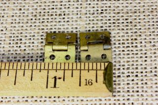 8 very tiny small brass hinges old door butt 1/2 x 1/2” antique vintage narrow 3