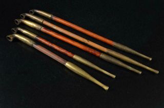 S3284:japanese Old Copper Kiseru Smoking Pipe Tabacco,  Smoking Tool Bundle
