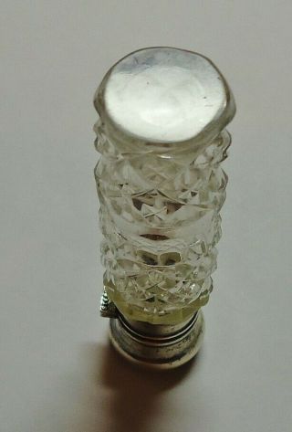 Antique Cut Crystal Glass & Sterling Silver Mini Purse Perfume Scent Bottle - 1900 2
