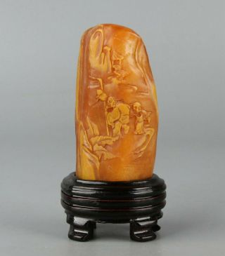Chinese Exquisite Hand Carved Landscape People Carving Shoushan Stone Seal
