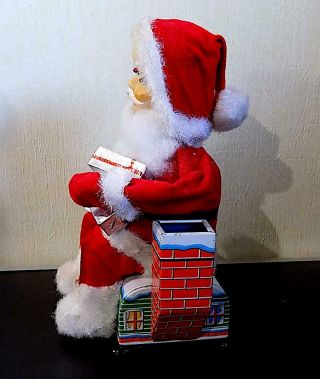 Vintage Battery Operated Santa Claus on House Bellringer Toy,  Made in Japan.  60s 2