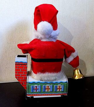 Vintage Battery Operated Santa Claus on House Bellringer Toy,  Made in Japan.  60s 3