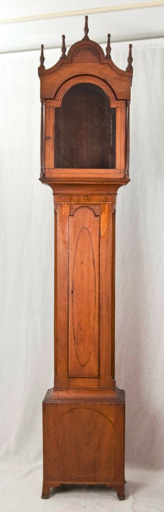 Pennsylvania 8 Day Grandfather Clock Case @ 1800 Inlaid Walnut Great