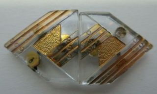 Wow Incredible Large Antique Vtg Art Deco Glass Buttons Buckle Metal Shanks (y)