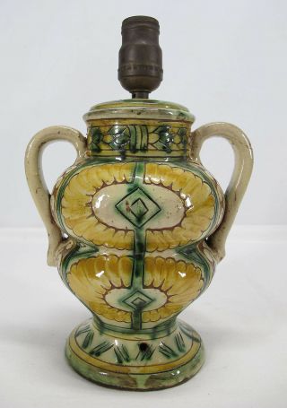 Antique Italian Majolica Pottery Lamp Signed P Perazzo York/italy 239 Nr Yqz