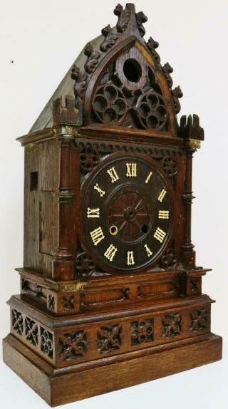 Large Antique Black Forest Carved Cuckoo Bracket Clock Case Only Clock Spares